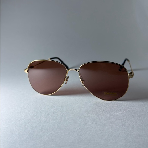 NWT - TOM FORD Porscha TF993 32E Gold Pink Metal Aviator Sunglasses Frame 5 - Picture 2 of 5